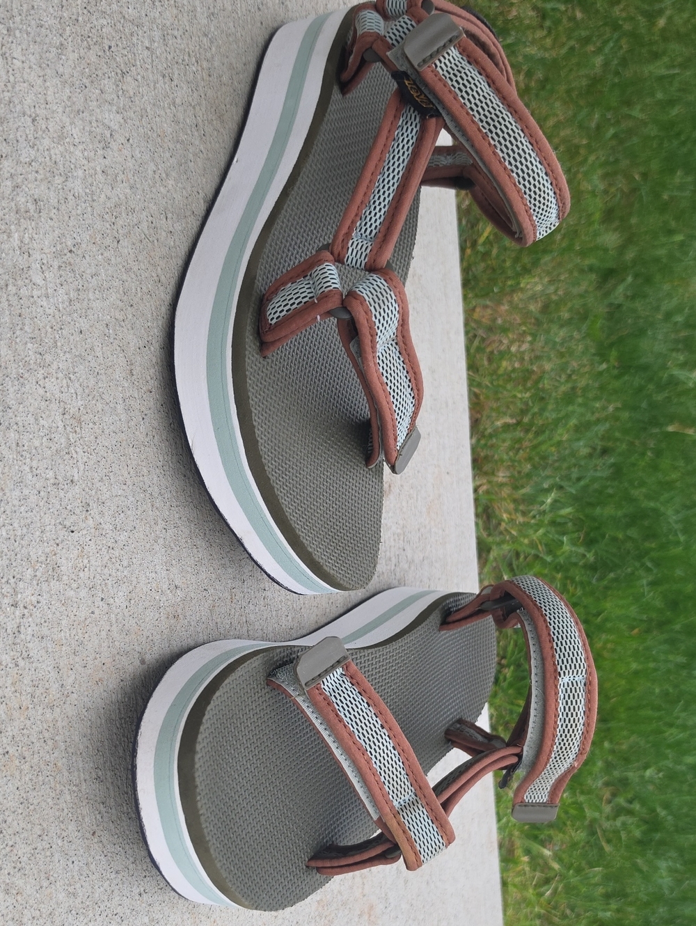 Teva Women's Brown and Gray Strappy Platform Sandals
